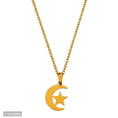 M Men Style Muslim Ramjan Chand Gold Stainless steel Pendant Neckace Chain For Women And Girls