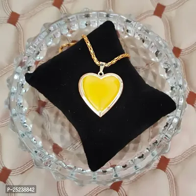 M Men Style Couple Heartshape Forever Heart to Close Openable Photoframe with Chain Pendant Gold,Yellow Zinc Metal Heart Pendant For Unisex-thumb4