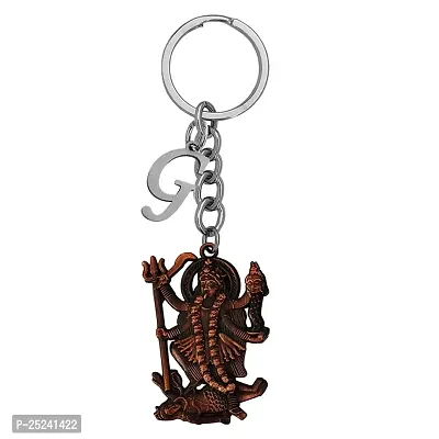 M Men Style Hindu Deity Powerful Mata Goddess Maha Kali Kalika Devi Initial Letter Alphabet - G Copper Zinc And Metal Keychain For Men And Women