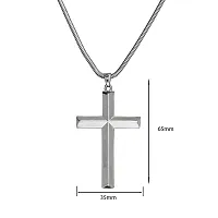 M Men Style Religious Christian JesusCross Crucifix Gift Locket with Snake Chain Silver Stainless Steel for Unisex-thumb1