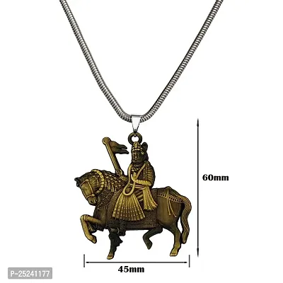 Shiv Jagdamba Chattrapati Shivaji Maharaj Snake Chain Bronze Zinc Metal Pendant Necklace For Men women-thumb2