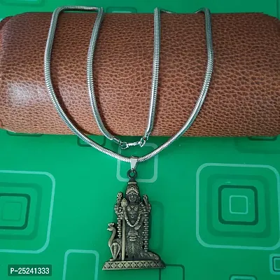Shiv Jagdamba South Indian Lord Murugan Kartikeya ka Kumara Big Tamil Om VEL Gada Snake Chain Bronze Zinc Metal Pendant Necklace For Men women-thumb5