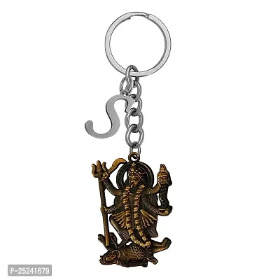 M Men Style Hindu Deity Powerful Goddess Maha Kali Initial Letter Alphabet - S Bronze Zinc And Metal Keychain For Men And Women-thumb0