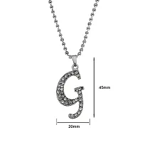 M Men Style Name English Alphabet G Letter Initials Letter Locket Pendant Necklace Chain and His Silver Crystal and Zinc Alphabet Pendant Necklace ChainUnisex-thumb1
