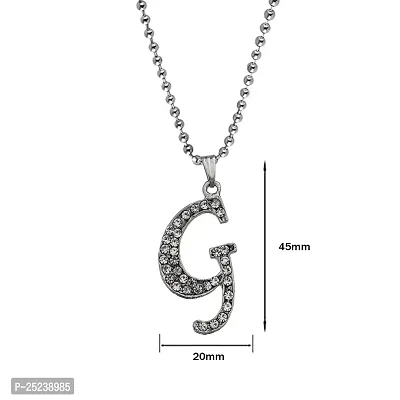 M Men Style Name English Alphabet G Letter Initials Letter Locket Pendant Necklace Chain and His Silver Crystal and Zinc Alphabet Pendant Necklace ChainUnisex-thumb2