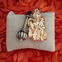 M Men Style Hindu Lord Bajrangbali Hanuman idol Monkey God Of Devotion Ball Chain With Gada Gold Bronze Zinc Metal And Cotton Dori Pendant Necklace For Men And Women SPn2022814-thumb3