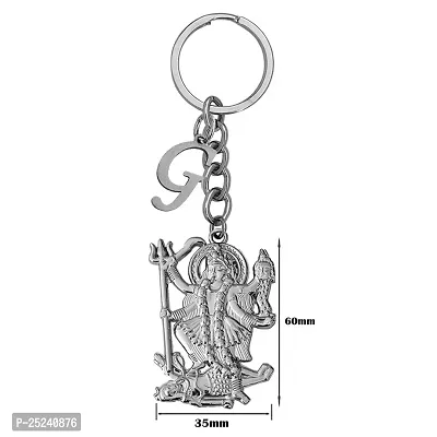 M Men Style Hindu Deity Powerful Mata Goddess Maha Kali Kalika Devi Initial Letter Alphabet - G Silver Zinc And Metal Keychain For Men And Women-thumb2