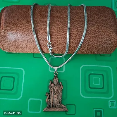 Shiv Jagdamba South Indian Lord Murugan Kartikeya ka Kumara Big Tamil Om VEL Gada Snake Chain Copper Zinc Metal Pendant Necklace For Men women-thumb5