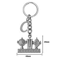 M Men Style Religious Lord Tirupati Balaji Shanku Chakra Namam Initial Letter Alphabet - C Silver Zinc And Metal Keychain For Men And Women SKey2022420-thumb1