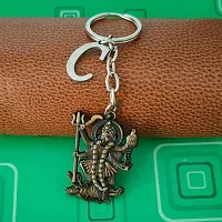 M Men Style Hindu Deity Powerful Mata Goddess Maha Kali Kalika Devi Initial Letter Alphabet - C Bronze Zinc And Metal Keychain For Men And Women SKey2022414-thumb2