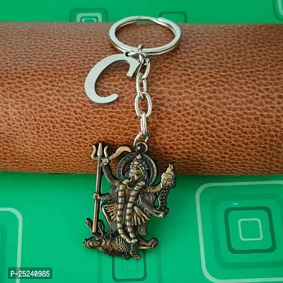M Men Style Hindu Deity Powerful Mata Goddess Maha Kali Kalika Devi Initial Letter Alphabet - C Bronze Zinc And Metal Keychain For Men And Women SKey2022414-thumb3