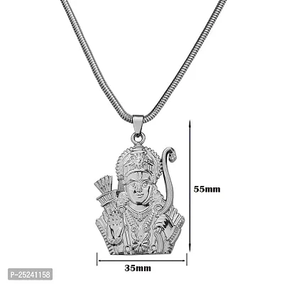 M Men Style God Shree Ram Snake Chain Silver Zinc And Metal Pendant Necklace For Men And women-thumb2