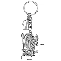 M Men Style Hindu Deity Powerful Mata Goddess Maha Kali Kalika Devi Initial Letter Alphabet - E Silver Zinc And Metal Keychain For Men And Women-thumb1