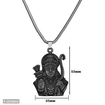 M Men Style God Shree Ram Snake Chain Grey Zinc And Metal Pendant Necklace For Men And women-thumb2