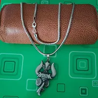 Shiv Jagdamba Lord Shiv Bholenath Trishul Damaru Snake Chain Grey Zinc Metal Pendant Necklace For Men women-thumb4