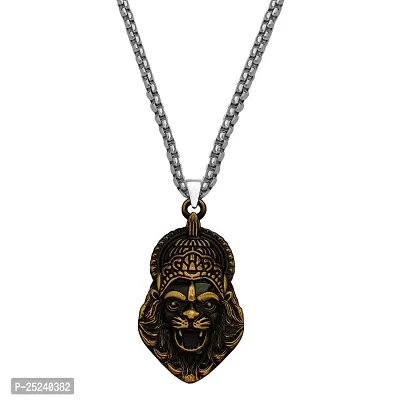 M Men Style God Vishnu avatar Narasimha Lion Head Pendant With Wheat Rope Chain Gold Zinc Metal Necklace For Men And Women-thumb0