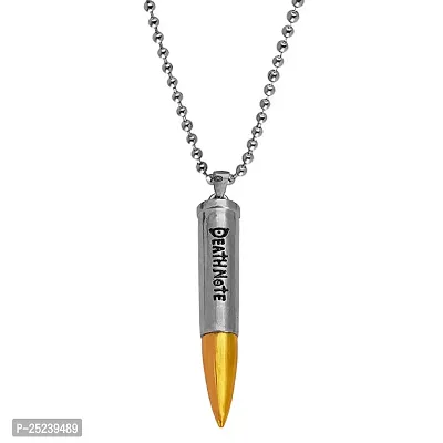 M Men Style Gold Plated Two-Tone Bullet Gun Gunmetal Rifle Pistol Dealthnote Bullet Gamer Gift Gold Silver Zinc Metal Pendant Necklace Chain For Men And Women