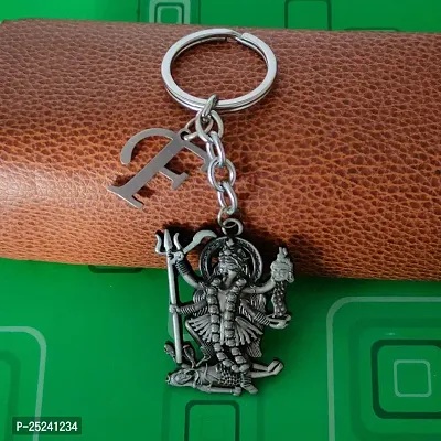 M Men Style Hindu Deity Powerful Mata Goddess Maha Kali Kalika Devi Initial Letter Alphabet - E Grey Zinc And Metal Keychain For Men And Women-thumb4