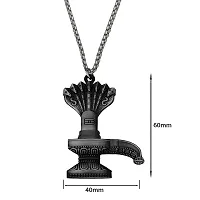 M Men Style Lord Shiva Shivling Mahadev Bholenath Sheshnag Locket With Chain Grey Zinc Metal Religious Pendant Necklace Chain For Men And Women-thumb1