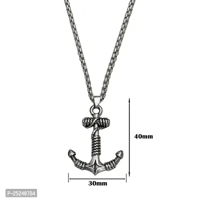 M Men Style Navy Sailor Rope Anchor Hook Box Chain Silver Stainless Steel Pendant Necklace For Men And Women SPn2022788-thumb2