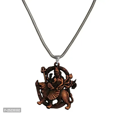 M Men Style Religious Lord Om Sherawali Mata Durga Silver Zinc,Metal Pendant For Unisex (Brown)