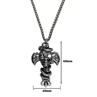 M Men Style Biker jewellery Viking Gothic Skull Head With Snake Cross Black Silver Metal Pendant Chain For Men-thumb1