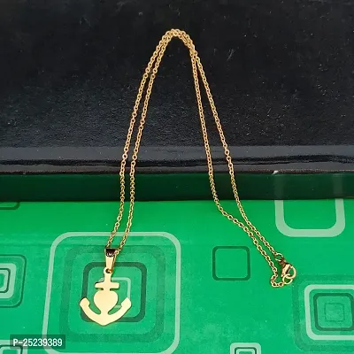 M Men Style Anchor Heart Gold Stainless steel Pendant Neckace Chain For Women And Girls-thumb3