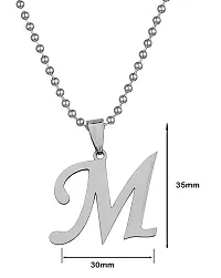 Uniqon (Set Of 2 Pcs) Fancy  Stylish Unisex Metal Trending Name English Alphabet 'M' Letter Pendant Locket Necklace With Ball Chain For Men's And Women's-thumb1