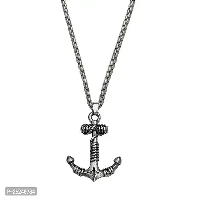 M Men Style Navy Sailor Rope Anchor Hook Box Chain Silver Stainless Steel Pendant Necklace For Men And Women SPn2022788-thumb0