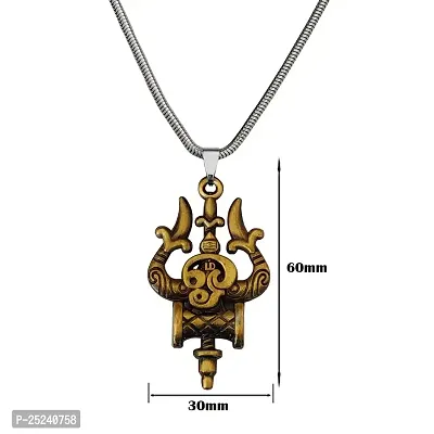 M Men Style Lord Shiv Trishul Damaru Tamil Om Snake Chain Bronze Zinc And Metal Pendant Necklace For Men And women-thumb2