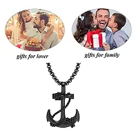 M Men Style Nautical Anchor Navy Mooring Rope Marine Rudder Sailor Jewelry? Black Stainless Steel And Metal Pendant Necklace Chain For Men And women Anish202204-thumb3