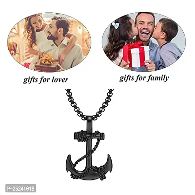 M Men Style Nautical Anchor Navy Mooring Rope Marine Rudder Sailor Jewelry? Black Stainless Steel And Metal Pendant Necklace Chain For Men And women Anish202204-thumb4