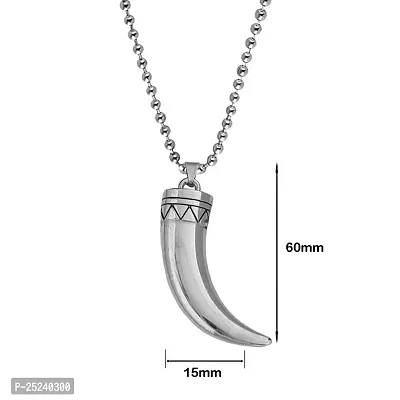M Men Style Stylish Tiger Nail Shape Silver Plated Pendant Necklace Chain For Men And Women SPn2022408-thumb2