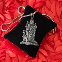 Shiv Jagdamba South Indian Lord Murugan Kartikeya ka Kumara Big Tamil Om VEL Gada Snake Chain Grey Zinc Metal Pendant Necklace For Men women-thumb2