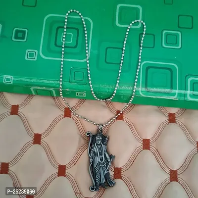 M Men Style Lord Shree Ram Idol Statue in Antique Finish Locket Murti With Chain Gray Zinc Metal Religious Pendant Necklace Chain For Men And Women-thumb3