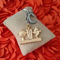 M Men Style Religious Lord Tirupati Balaji Shanku Chakra Namam Initial Letter Alphabet - C Gold Zinc And Metal Keychain For Men And Women SKey2022419-thumb3