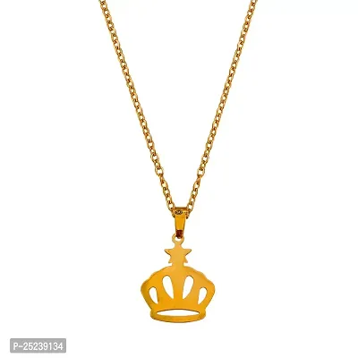 M Men Style Crown With Star Gold Stainless steel Pendant Neckace Chain For Women And Girls