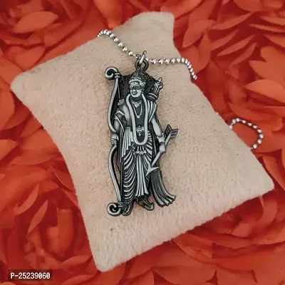 M Men Style Lord Shree Ram Idol Statue in Antique Finish Locket Murti With Chain Gray Zinc Metal Religious Pendant Necklace Chain For Men And Women-thumb4