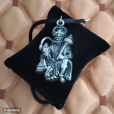 M Men Style Hindu Lord Bajrangbali Hanuman idol Monkey God of Devotion Locket With Grey Cotton Dori Pendant Necklace For Men And WomenSPn2022798-thumb4