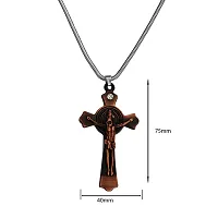 M Men Style Religious Christian JesusCross Crucifix Locket with Snake Chain Copper Metal Pendant Necklace for Unisex-thumb1