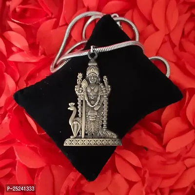 Shiv Jagdamba South Indian Lord Murugan Kartikeya ka Kumara Big Tamil Om VEL Gada Snake Chain Bronze Zinc Metal Pendant Necklace For Men women-thumb3