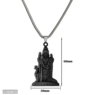 M Men Style South Indian Lord Murugan Kartikeya kanda Kumara Big Tamil Om VEL Gada Snake Chain Grey Zinc And Metal Pendant Necklace For Men And women-thumb2