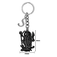 M Men Style Hindu Deity Powerful Goddess Maha Kali Initial Letter Alphabet - S Grey Zinc And Metal Keychain For Men And Women-thumb1