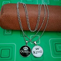 M Men Style Valentine Gift King And Queen Crown Silver And Black Zinc And Metal Pendant Necklace Chain For Men And Women-thumb2