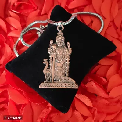 Shiv Jagdamba South Indian Lord Murugan Kartikeya ka Kumara Big Tamil Om VEL Gada Snake Chain Copper Zinc Metal Pendant Necklace For Men women-thumb3