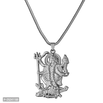 M Men Style Hindu Deity Powerful Mata Goddess Maha Kali Kalika Devi Unique Snake Chain Silver Zinc And Metal Pendant Necklace For Men And Women SPn20221067-thumb0