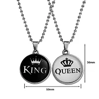 M Men Style Valentine Gift King And Queen Crown Black And Silver Zinc And Metal Pendant Necklace Chain For Men And Women-thumb1