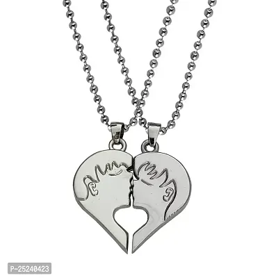 M Men Style Valentine Day Gift Couple Kissing Silver Zinc And Metal Pendant Necklace Chain For Men And WomenSPn2022395