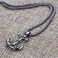 M Men Style Nautical Anchor Navy Mooring Rope Marine Rudder Sailor Jewelry? Black Stainless Steel And Metal Pendant Necklace Chain For Men And women Anish202204-thumb2