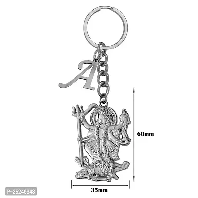 M Men Style Hindu Deity Powerful Mata Goddess Maha Kali Kalika Devi Initial Letter Alphabet - A Silver Zinc And Metal Keychain For Men And Women SKey2022382-thumb2